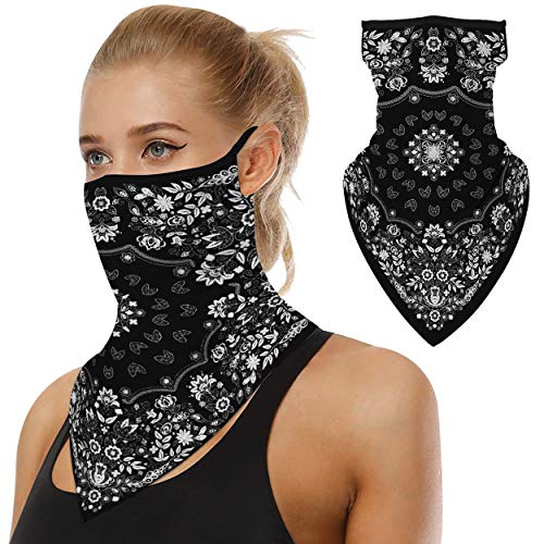 Cooling Neck Gaiter Face Mask, DD DEMOISELLE Face Scarf Bandana Ear Hanger Face Mask Lightweight UV Protection Dustproof Shield Scarf Breathable Face Mask UV Protection Mouth Breathable Mask