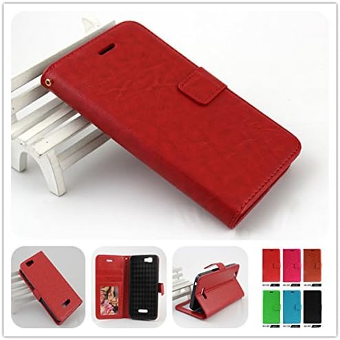 For BLU Studio 5.0 C HD D534U/D534L/D535U/D535L Luxury Leather Flip Wallet Case Cover Pocket Book with ID Showing Window (BLU Studio 5.0 C HD D534/D535 Red)
