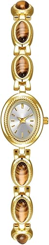 ADSBIAOYE Reloj dorado para mujer, impermeable, ovalado, vintage, esfera pequeña, elegante, de jade, reloj de pulsera de cuarzo