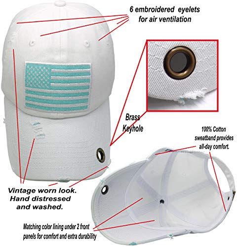 Image of Antourage American Flag Unisex Baseball Hat for Men and Women | USA Flag Mesh Snapback Flat Visor Cap + 2 Patriotic Patches