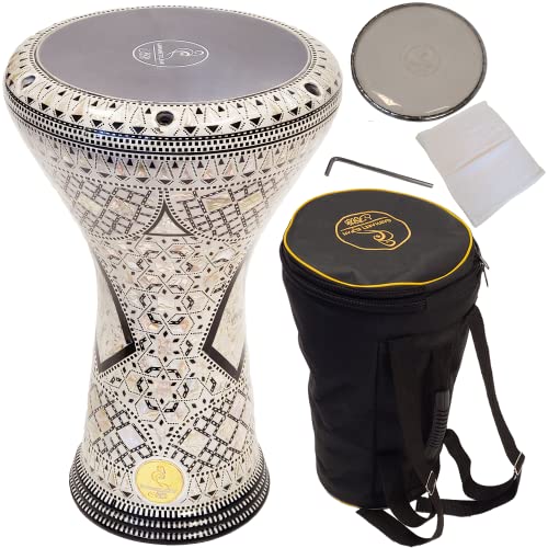 Gawharet El Fan 17" darbuka drum (Rhombus in Stars) - A great hand drum and percussion instrument for gifting - A Made in Egypt instrument like the djembe drum - Also called the doumbek drum.