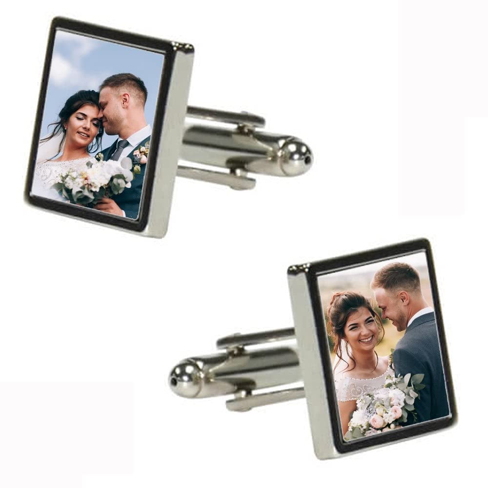 Ocadeau Gemelos de Acero Personalizados con Foto - Gemelos Cuadrados Individuales - Juego de 2 Gemelos Personalizables con Foto
