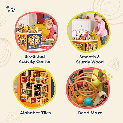 B. toys – Youniversity – Wooden Activity Cube – Developmental Learning Center – Toys for Toddlers, Kids – Alphabet, Numbers, Shapes – 12+ Months by B. toys - Image 5