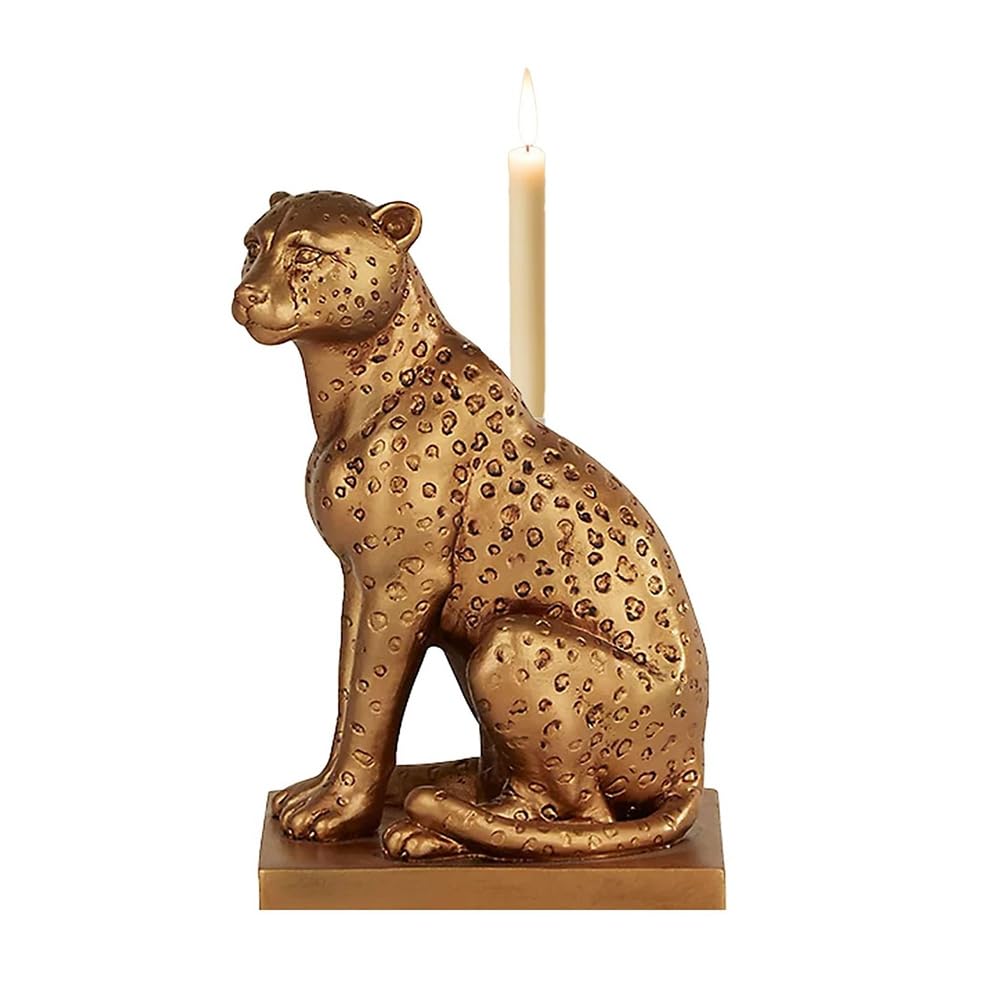 Osmond Cheetah Candlestick Leopard Candle Holder Home Decoration Resin Crafts Handmade Gift