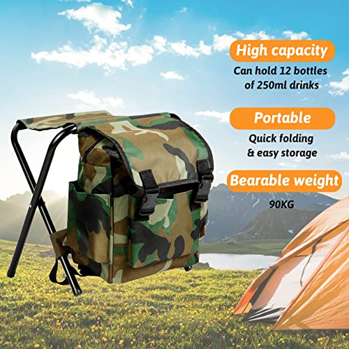 Camping Stool, Portable Folding Stool, Big Capacity Collapsible Lightweight BBQ Fishing Chair with Picnic Bag, Seat for Outdoor, Hiking, Travel, Beach