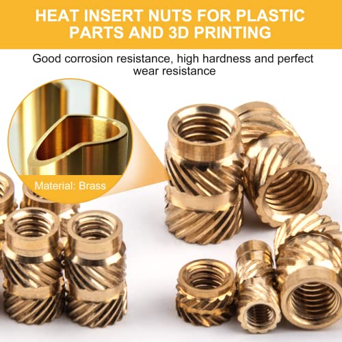 Vigrue 340Pcs M2 M2.5 M3 M4 M5 M6 Metric Knurled Nuts Assortment Set Threaded Insert Nuts Brass Heat Set Insert For Plastic Parts And 3D Printing #TOP1