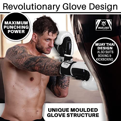 Warlord Kanabo Superior Boxing Gloves Men, Muay Thai Gloves, Mma Gloves, Kickboxing Gloves, Punching Bag Gloves, Boxing Bag, Heavy Bag Gloves, Boxing Equipment, Pre Workout Sets (White, 16 Oz) #TOP2