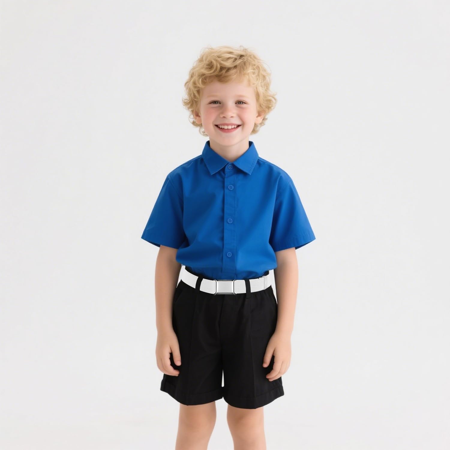 Cinturón Infantil Ajustable (2 Piezas), Cinturón elástico para niños y niñas, Con hebilla magnética simple, Para niños y niñas, pantalones cortos y pantalone, Negro + Gris