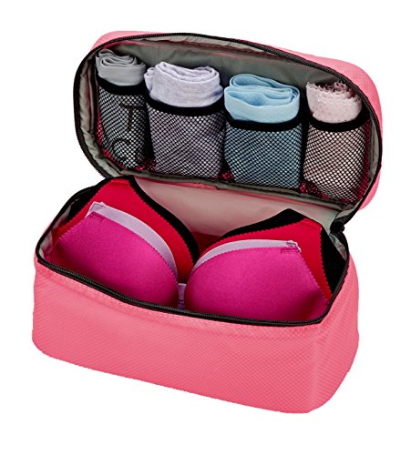 Packing Organizer Bra Underwear Storage Bag Travel Lingerie Pouch Toiletry Organizer (Pink Large)