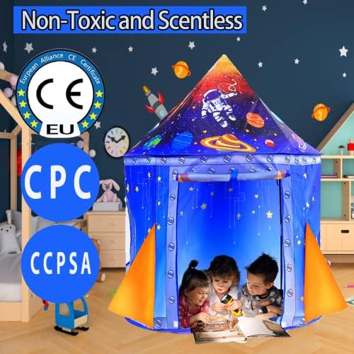 Nicecastle Play Tent for Boys Girls Kids,Rocket Ship Astronaut Spaceship Space Castle Playhouses Indoor Outdoor Game Party Birthday Gifts Bed Toy Toddler Pop Up Tunnel Foldable Tent for Baby Children