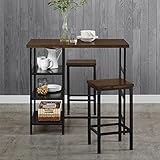 Dorel Living Cosmo 3-Piece Metal Pub Set With Wood Top, Dark Mahogany