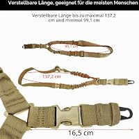 1 Punkt Sling Riemen für Gewehr einstellbare Flexible Schnellspanner EIN Punkt Gewehr Riemen langlebig Riemen mit Metallhaken für Outdoor-Sportarten (Khaki) – Ansicht 2