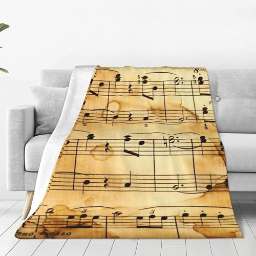 Kuscheldecke Flauschig Notiz 3D Decke 220x240 Musik Wohndecke Retro Weich & Warme Flanell Fleecedecke für Sofadecke Couchdecke Tagesdecke m7153