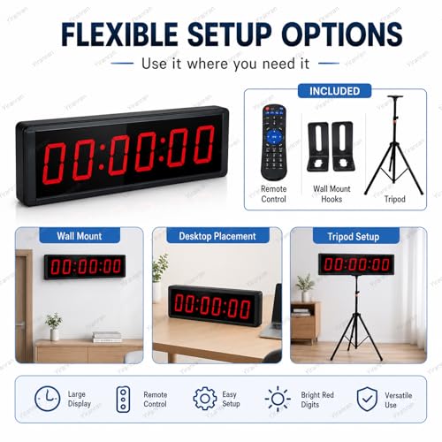 Reloj de Pared Digital Doble Cara 1.5in con Trípode miniatura 7