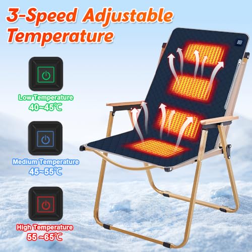 Sitzkissen Beheizbar Outdoor, 45 X 90 cm Heizkissen USB, Beheizbares Sitzkissen Aufladbar mit 3 Heizstufen, USB Beheiztes Heizkissen für Stadion Ausflug Camping Bürostuhl Sofa(Marineblau)