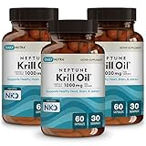 DailyNutra Neptune Krill Oil 1000mg - Antarctic Krill Oil Omega-3 Phospholipids, EPA, DHA & Astaxanthin Softgel- Promotes Healthy Heart, Brain, & Joints - No Fishy Aftertaste (3 - Packs)