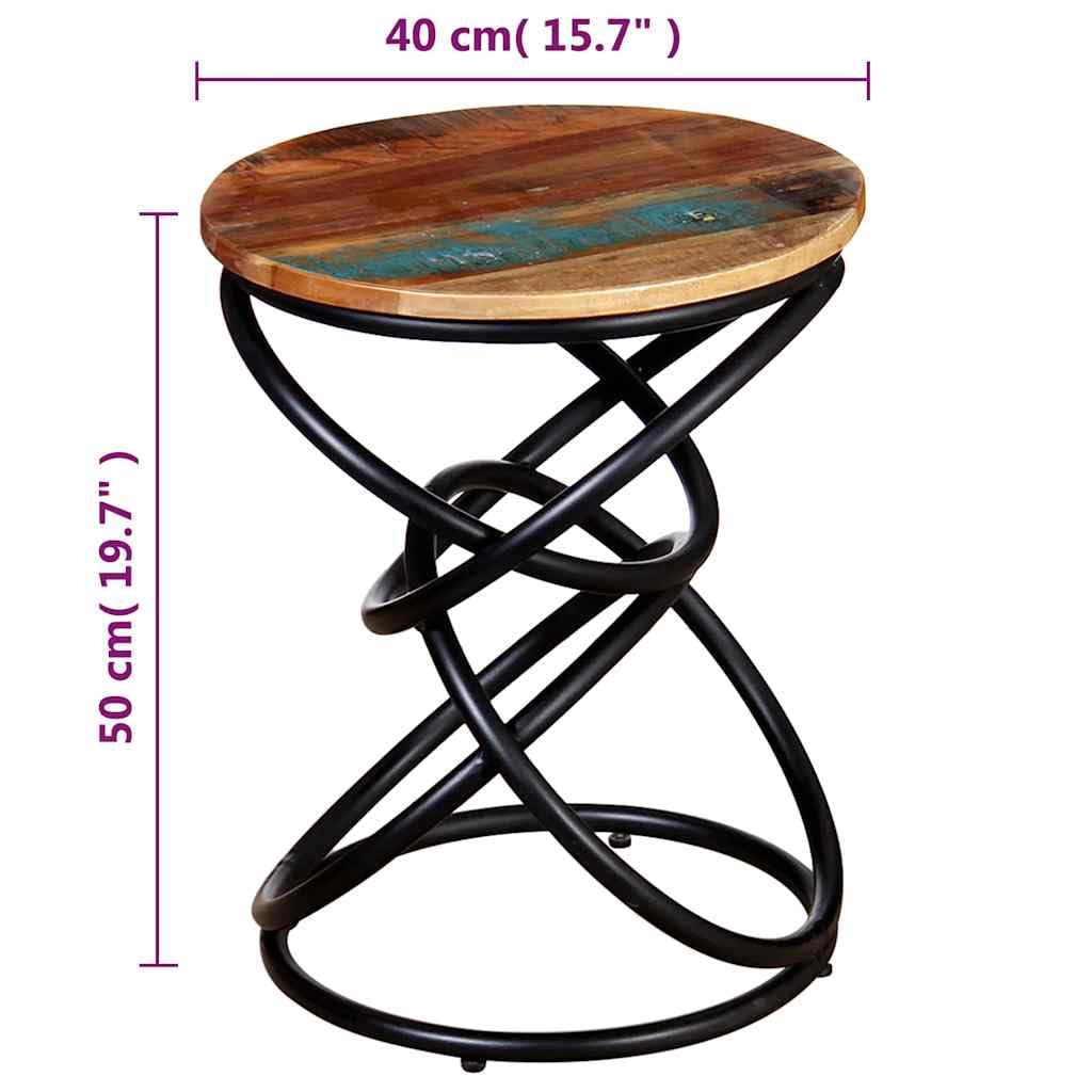 Tavolino rotondo in legno massiccio, 40 x 50 cm, vintage, metallo