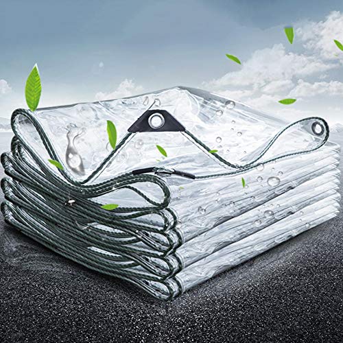 FENGSHOUU Wasserdicht Gewebeplane Klar Abdeckplane Wasserdicht Vorhang Transparent PVC Planen Regenschutz Sonnenschutz Tarp,Balkon Fensterfolie Fensterplane,Mit Ösen,Dicke 0,3mm,400g/㎡ Cover