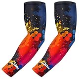 COOLOMG Kompression Armlinge Sonnenschutz rutschfest Basketball Volleyball Baseball Laufen Damen Herren Jungen 1Paar XS