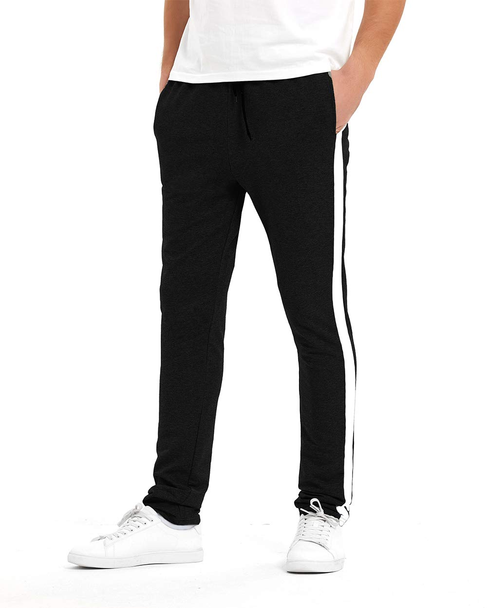 34/36/38/40 Long Inseam Men's Tall Striped Sweatpants Workout Training Lounge Joggers Pants with Pockets