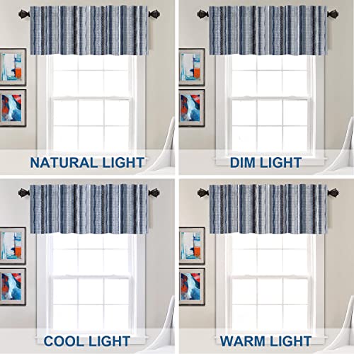 Batmerry Boho Ethnic Tribal Art Kitchen Valances Half Window Curtain, Navy Blue Geometric Ikat Tribal Print Pattern Kitchen Tiers For Windows Valance For Decor Reducing The Light,Set Of 2 #TOP5