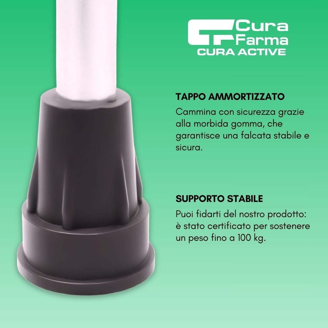 Cura Farma® Active Coppia Stampelle per Avambraccio Canadesi, Adatte a Recupero Post-Operatorio Terapia Ortopedica, Altezza Facilmente Regolabile, Alluminio BLU Robusto e Leggero x2