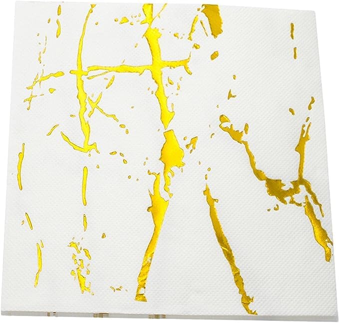 - Wanna Party White & Gold 2 Ply Paper Napkin | Disposable Tissue for Party, Birthday, Wedding | Printed Pack of 10