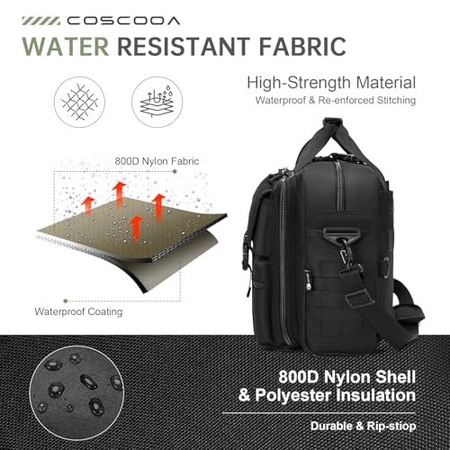 Large Tactical Laptop Bag for Men, Military 17.3 Inch Computer Bag Briefcase with Passport Wallet, Carry on Messenger Bag3