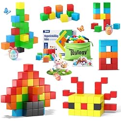 48PCS Magnetic Blocks for Toddlers Outdoor Toys, Large Magnetic Cube Toy for Sensory Montessori Education Preschool Magnet Toys for 3 4 5 6 Year Old Boys and Girls