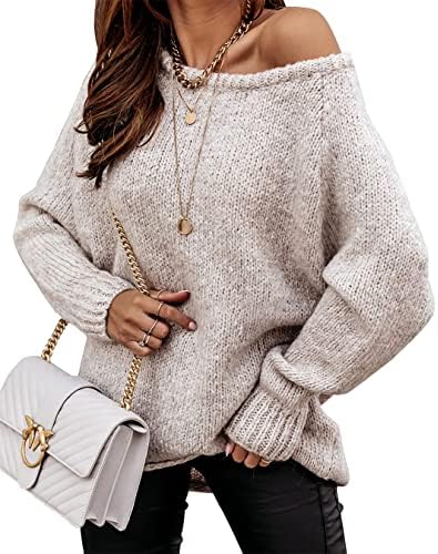 BTFBM Women Casual Long Sleeve Fall Sweaters Off The Shoulder Sweater