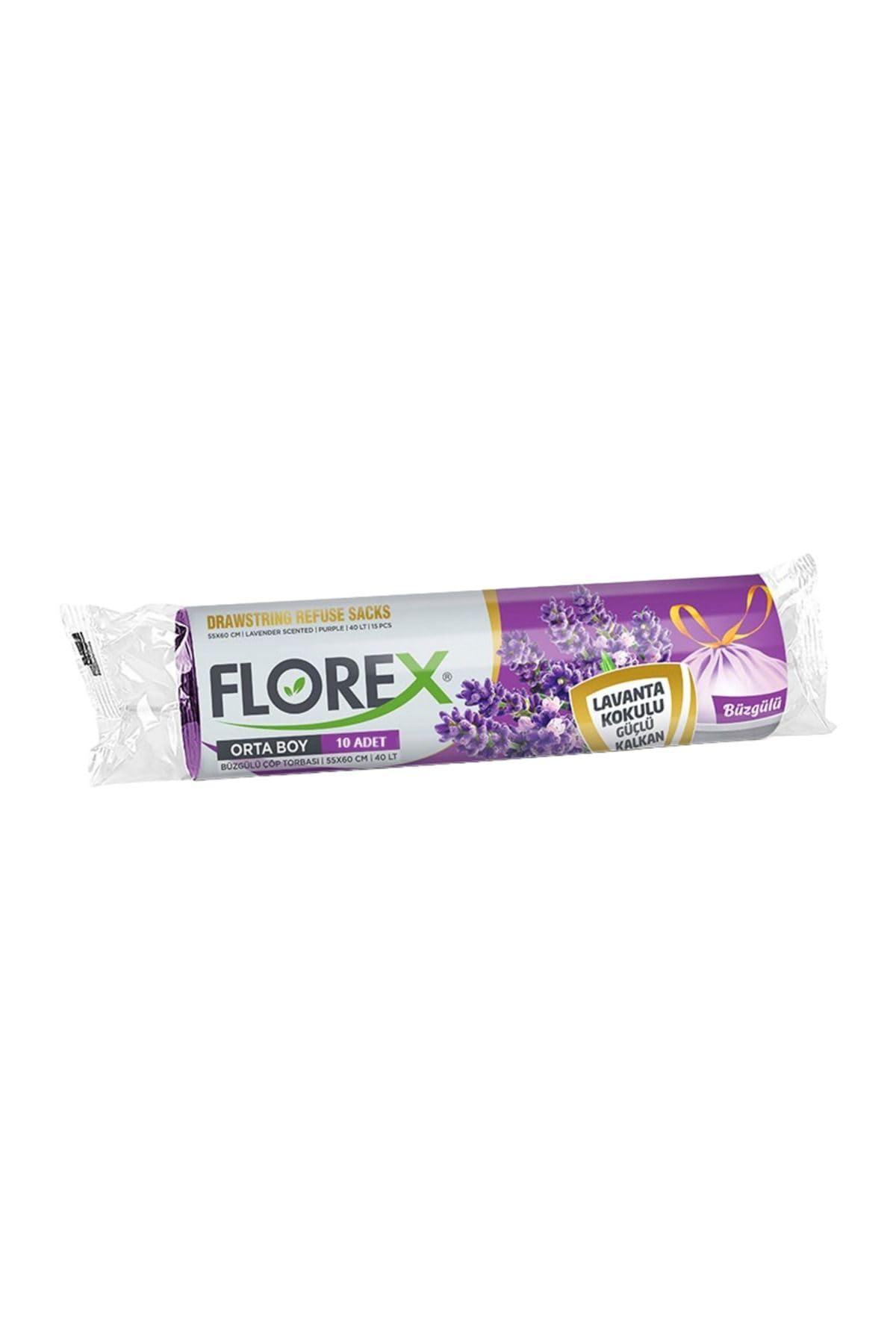 Florex Büzgülü Çöp Torbası 55x60 Cm 3'lü Eko Paket Lavanta-Çilek-Limon Kokulu