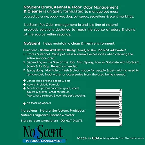 Image of No Scent Crate Kennel & Floor Probiotic Cleaner Spray for Dog Cat Pet Odor Stains (8 Fl Oz / 237 mL)