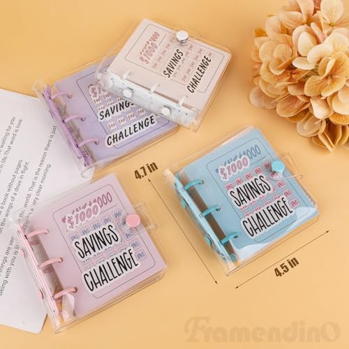 Framendino, Pacote com 4 mini fichários para economia de dinheiro, 1000 livros de orçamento com enve