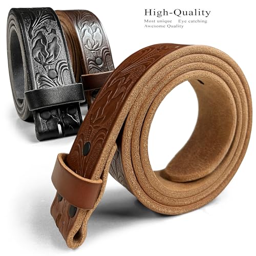 Mens Heavy-Duty (4.8~5.8 mm thick) Genuine Full Grain Leather Belt Strap 1-1/2"(38mm) Wide3
