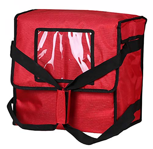 Polyester Insulated Pizza/Food Delivery Bag 16”×16“×8” for Four 14” Pizza Boxes(Red)