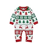 [Teevaseoan] クリスマス ベビー ロンパース 赤ちゃん 服 おもしろ 可愛い ベビー服 新生児 肌着 長袖 冬服 カバーオール 防寒 サンタ コスプレ 女の子 男の子 子供服 ニット セーター 秋冬 暖かい 人気 普段着 新年 撮影 出産祝い(#01A-レッド,9-12 Months)