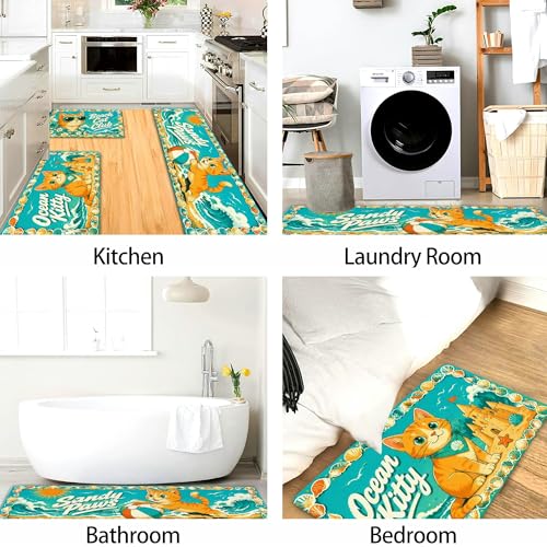 Tapis de cuisine chat nautique (lot de 3) Playful Ocean pour sol - 7