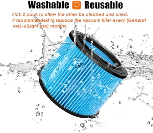 VF3500 Replacement Filter for Rigid 4 Gallon Shop Vaccum, 26643 Fine Dust Filter for 3/4/4.5 Gallon Wet Dry Portable Vacuums, Replaces WD40700, WD30500-2 Pack — view 6
