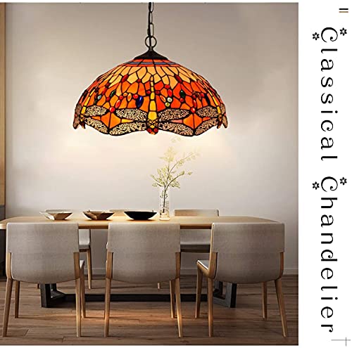 Plafonnier Tiffany libellule en verre véritable pour salon chic