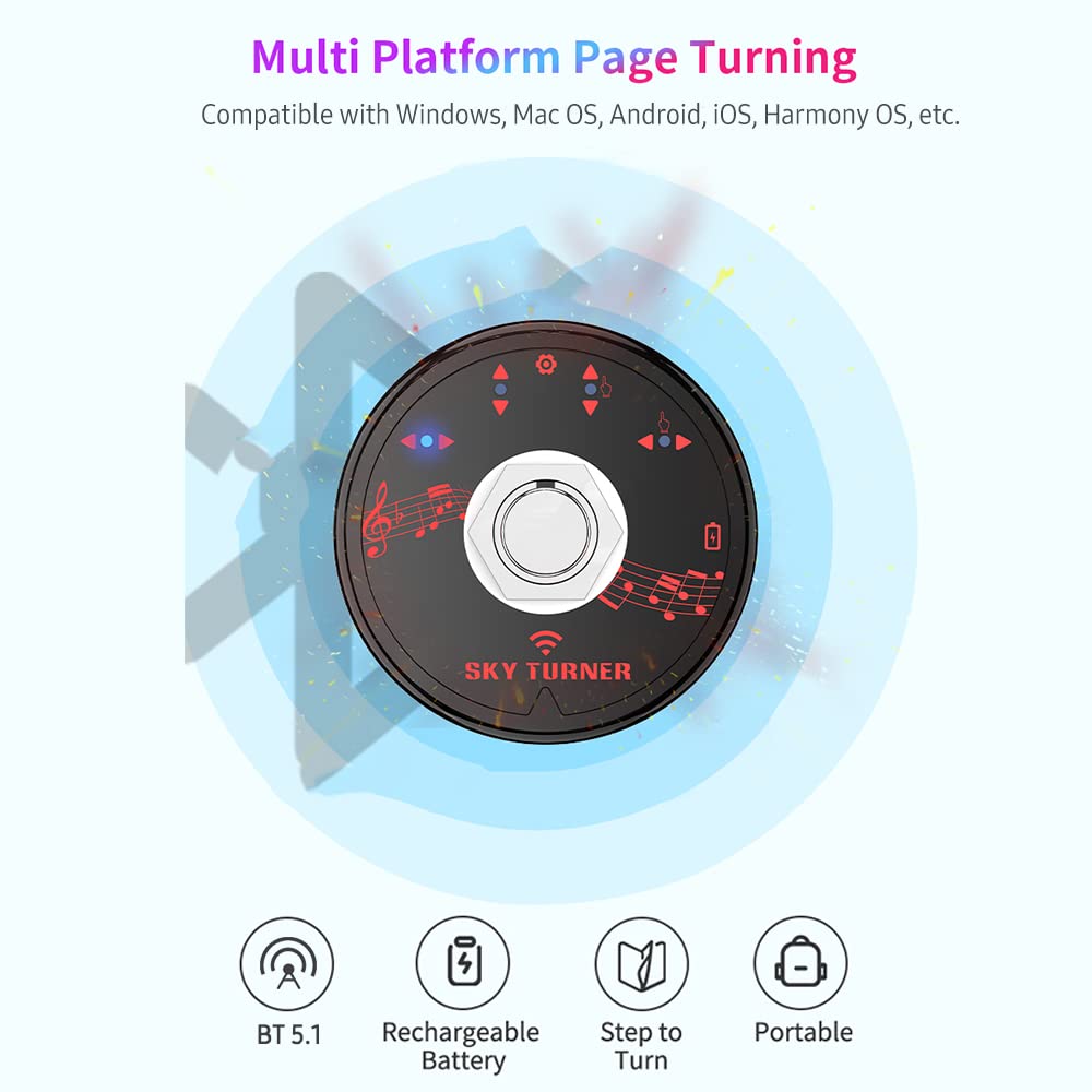 Btuty BT Page Turner Pedal Wiederaufladbar Wireless Fußschalter für Tablet Smartphone Elektronische Musiknoten, E-Books PPT Bilder Videos