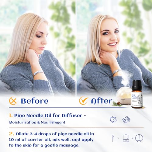 Image of HIQILI 10ml Pine Essential Oil, 100% Pure Natural for Diffuser, Clean Spary, Winter Candle Making Scent- 0.33 Fl Oz