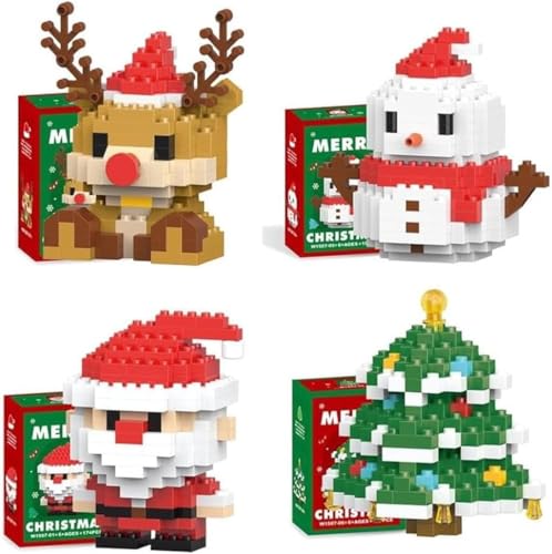 Christmas Santa Building Blocks Set, 4/6/12 Pack Santa Claus Design Building Kit, 2025 New Christmas Theme Ornaments, DIY Stocking Stuffers Christmas Tree, Xmas Birthday Gifts, Party Favors (4 Set A)