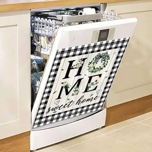 Image of Sweet Home Dishwasher Magnet Cover, Summer Eucalyptus Leaves Dishwasher Magnetic Cover for Kitchen Decoration Farmhouse Dish Washer Covers Refrigerator Sticker Fridge Panel Decal 23x26In