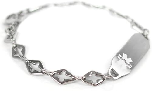Miniatura 9 de My Identity Doctor Ladies Medical Alert Bracelet with Engraving - 316L 6mm Steel Cross