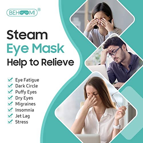 Behoomi Steam Eye Mask, 10 Packs Eye Masks For Dark Circles And Puffiness Heated Eye Mask Warm Eye Compress Moist Heat Disposable Eye Mask For Dry Eyes, Stress Relief For Home Office Travel-Unscented #TOP2