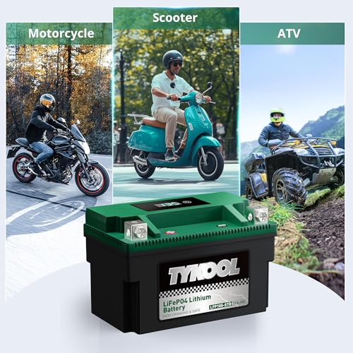 Image of TYKOOL LFP10S-STD Lithium Battery, Replaces YTZ10S, 300CCA 5Ah Fits for Motorcycle ATV PWC, Compatible with Honda CBR1000RR CBR600RR Yamaha R6 MT07 MT09, LCD SOC Display