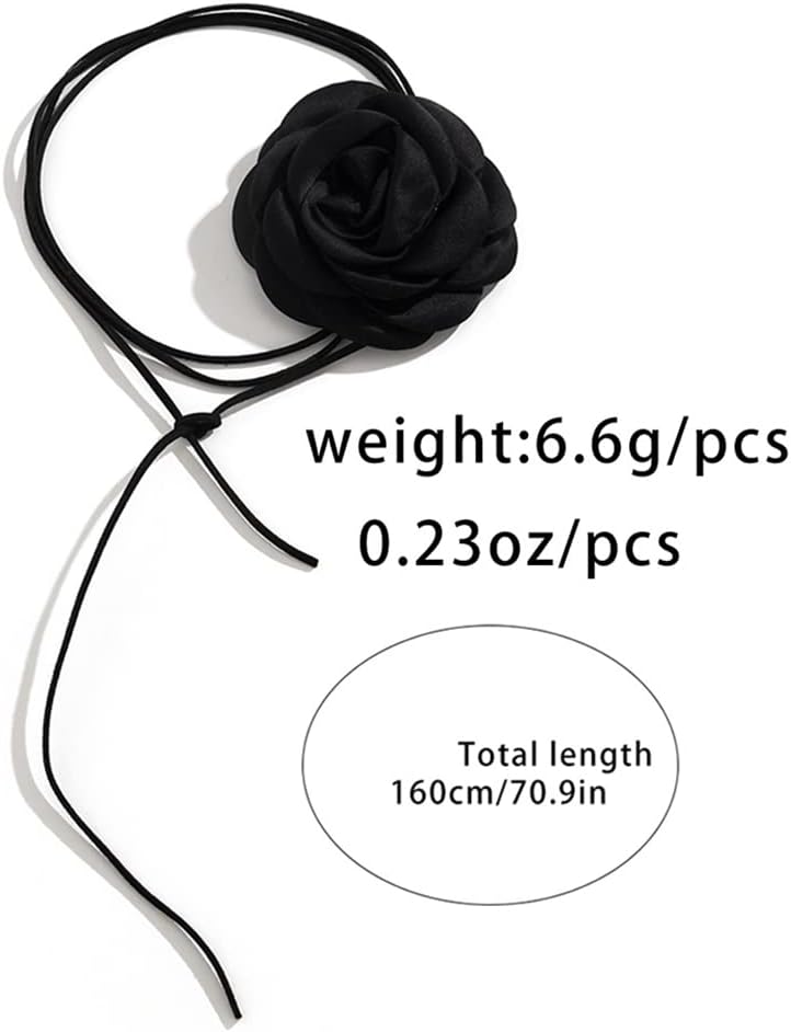 Wiwpar Vintage Black Flower Choker Necklace - Big Rose & Camellia Flower Velvet Choker for Women - Goth Style, Halloween Costume Jewelry - Image 5