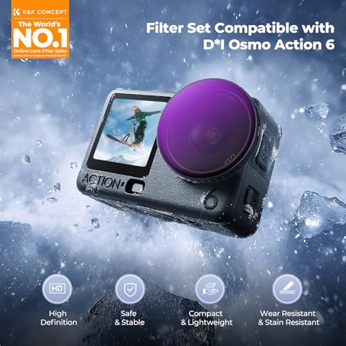 Image of K&F CONCEPT Snap On ND Filter Kit Compatible with DJI Osmo Action 6, 4 Pack ND8 ND16 ND32 ND64 Light Reduction Neutral Density Filters HD Optical Glass /Multi-Coated Action Camera Accessories