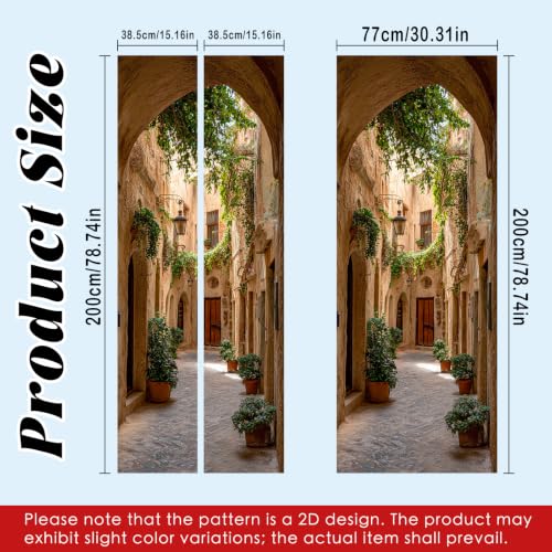 Image of Nuxovilar Tuscan Lane Door Cover 30.31x78.74 Inches PVC Decal | Mural Decals, Door Covers sunlit landscape wraps, adhesive sheets bedroom kitchen apartment (Tuscan Lane)