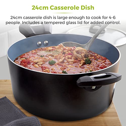 Tower T80304 Cerasure 24cm Casserole Dish with Non-Stick Coating, Suitable for all Hob Types, Graphite, Grey - Image 4